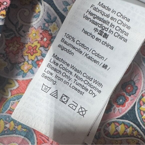J.Crew X Liberty Giorgia Duke Floral Tie Waist Organic Cotton Button Blouse XS - Picture 15 of 16